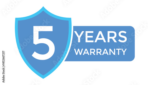 Schilderij op canvas Warranty Icon and Sticker Set – 1 to 5 Years Guarantee Seals, Black Shield and Golden Hexagon Vector Collection