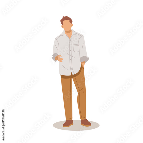 man standing, relax posing in casual stylish outfits