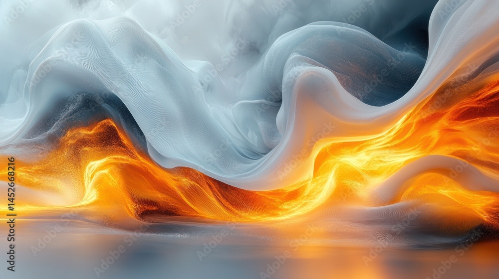 Fototapeta premium Abstract swirling flames and smoke, ethereal landscape