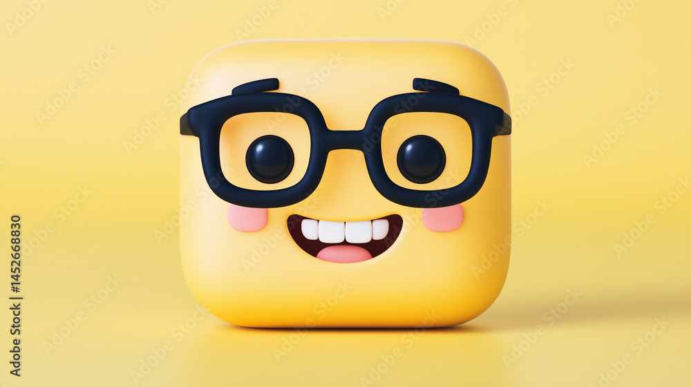 Fototapeta premium Smiling Emoji with Glasses Celebrating International Joke Day