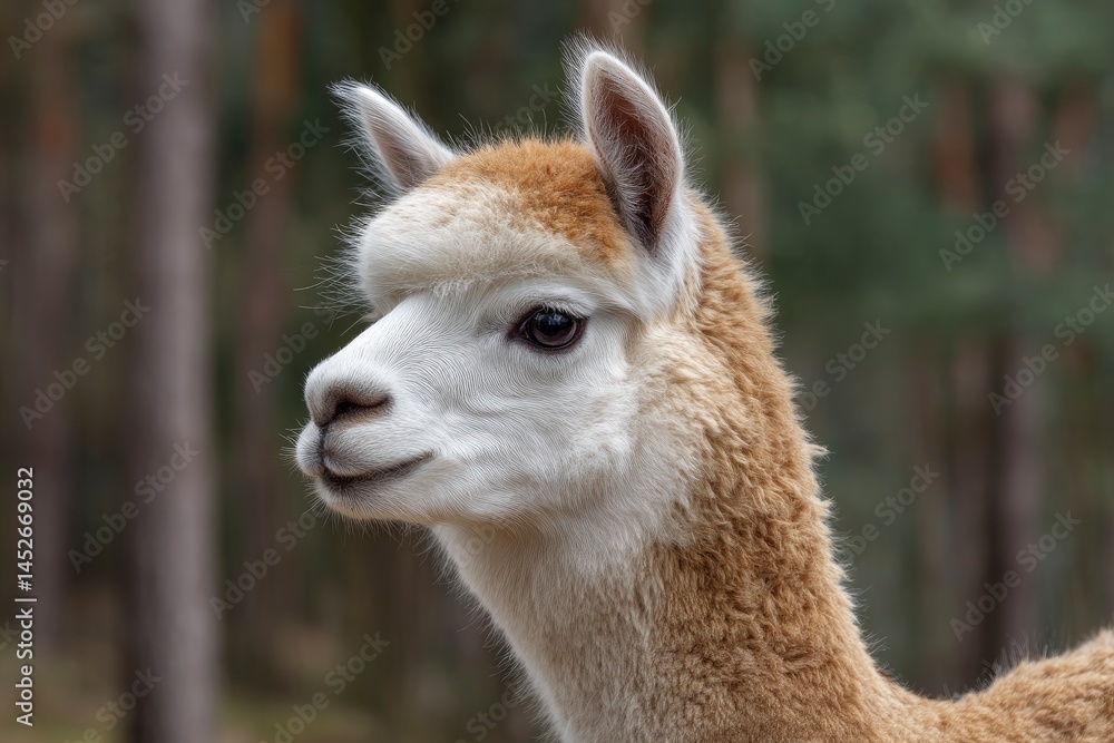 Obraz premium Alpaca Portrait in Forest