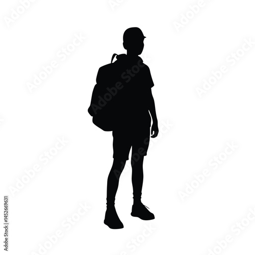 silhouette of a schoolboy  Vector illustration of a  silhouette on white background 