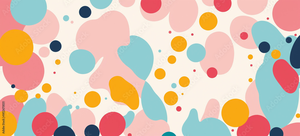 abstract colorful dot and shape pattern on soft background
