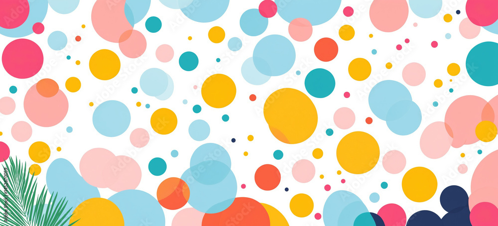 abstract colorful dot and shape pattern on white background
