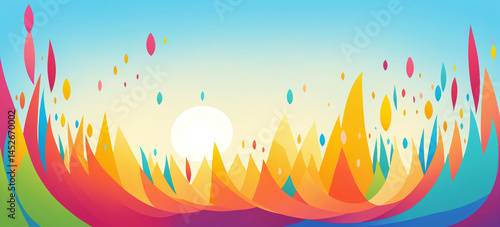 Obraz na płótnie abstract colorful wave and mountain pattern with sunrise w salonie