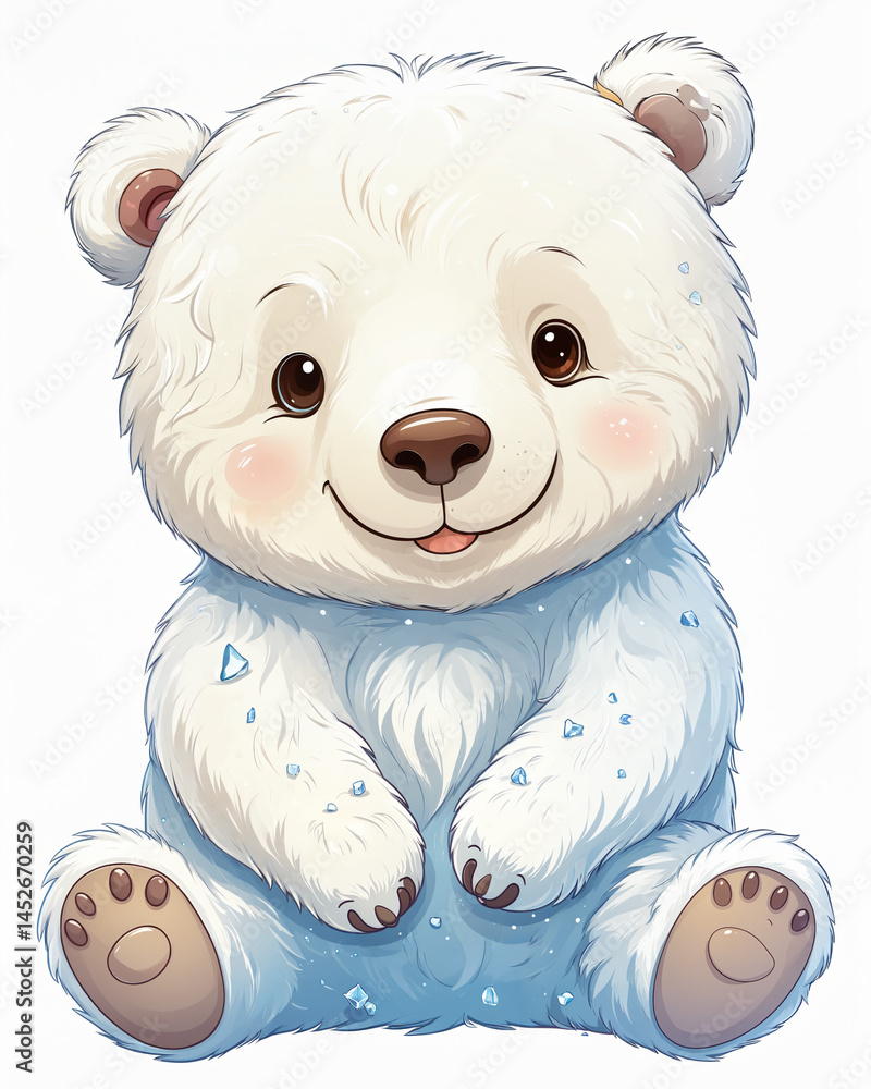 ice bear, polar bear smile cartoon illustration
