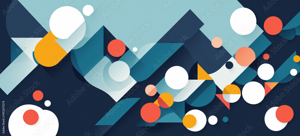 abstract geometric mountain landscape with colorful shapes