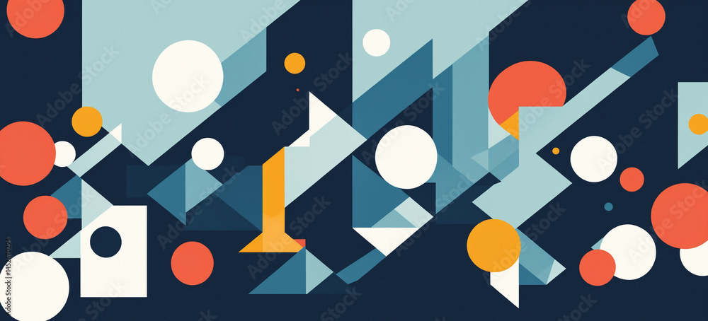 abstract geometric mountain landscape with colorful shapes