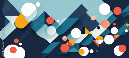 Obraz na płótnie abstract geometric mountain landscape with colorful shapes w salonie