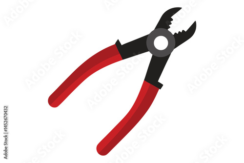 Vector illustration of combination pliers with red handles and black grips