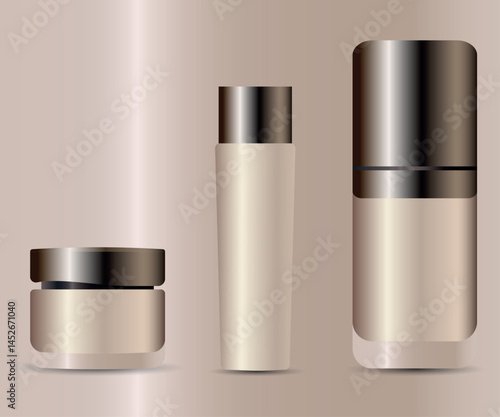 Realistic cosmetics template. Creams and face and body care products. Vector graphics