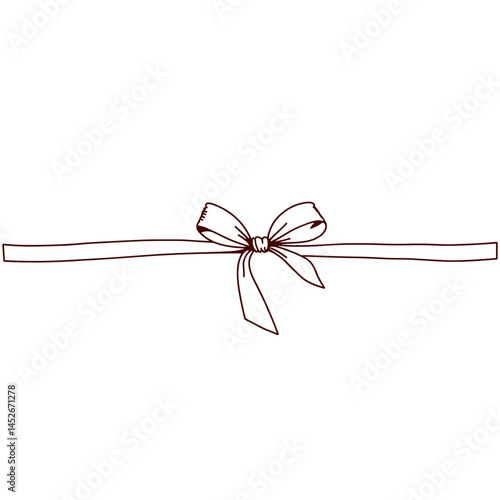 Simple maroon ribbon bow illustration, for gift wrapping design