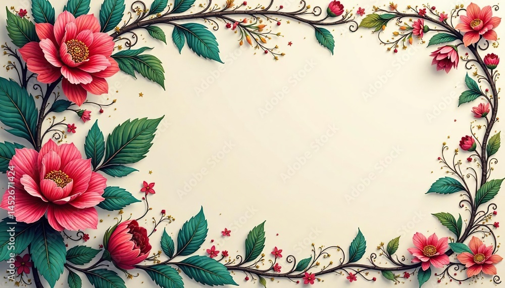 Intricate floral damask, swirling vines and leaves, classic pattern, texture Intricate floral damask, swirling vines and leaves, classic pattern, texture