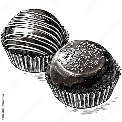 Vintage woodcut style, Two Chocolate Peaces, black sketch vector, hand drawn dessert, retro engraving, antique cocoa art, chocolate snack, stylized food print, rustic treat, candy bar