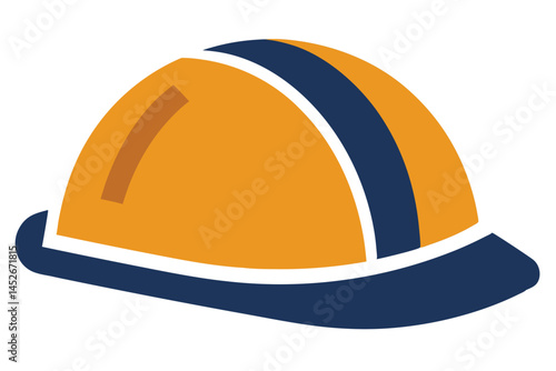 Stylized construction worker helmet in orange and blue for safety purpose