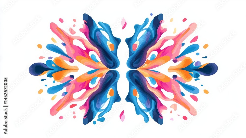 Fototapeta premium Colorful abstract design featuring vibrant splashes and fluid shapes, ideal for backgrounds and creative projects.