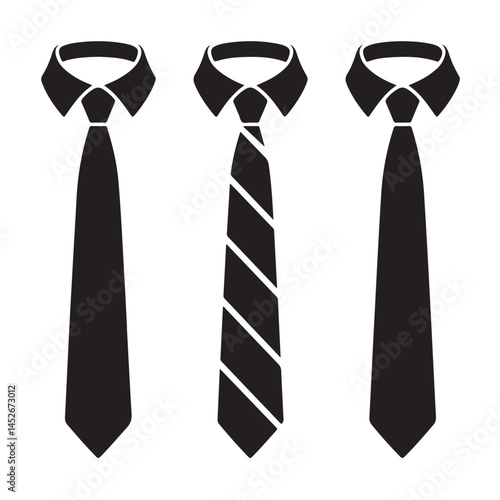 simple modern black tie or necktie icon set vector silhouettes outline coloring book page line art  vector silhouettes