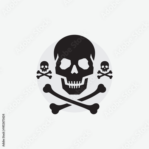 silhouette of danger sign, icon, skull