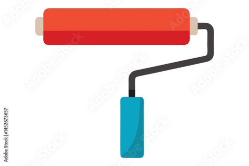Cartoon image of a simple paint roller with red and blue colors