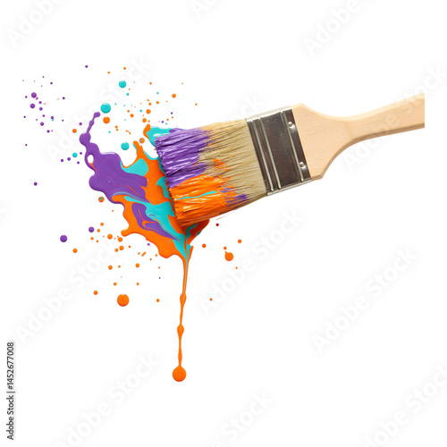 Brush with rainbow-colored paint splash
