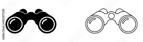 Black and white binoculars icon set