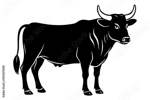 black silhouette of a bull