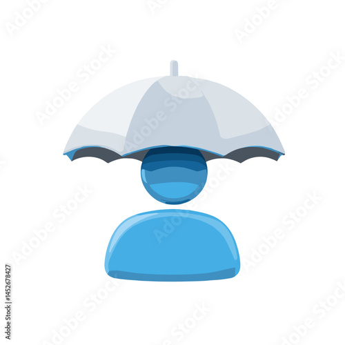 Stylized icon of a person under a protective umbrella representing safety and shelter 