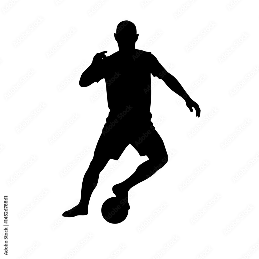 Silhouette of a soccer player striking a ball Silhouette of a soccer player striking a ball