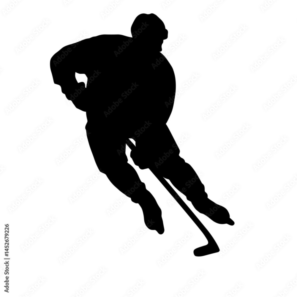 Fototapeta premium Hockey player silhouette performing a dynamic motion