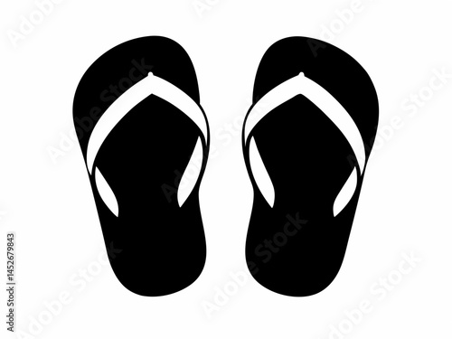 Flip Flop Silhouette Black  Vector. Minimalist Flip Flop Outline