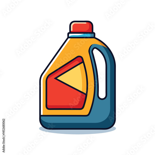 Motor oil bottle vector illustration, plastic lubricant container for engine maintenance, automotive fluid packaging