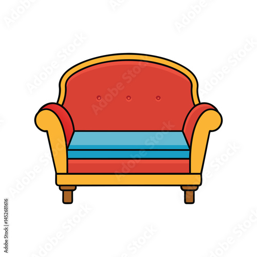 Sofa furniture vector illustration, modern comfortable seating design for living room interior and home decor