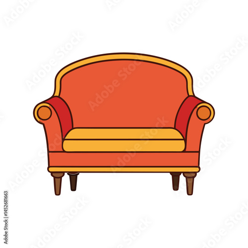 Sofa furniture vector illustration, modern comfortable seating design for living room interior and home decor