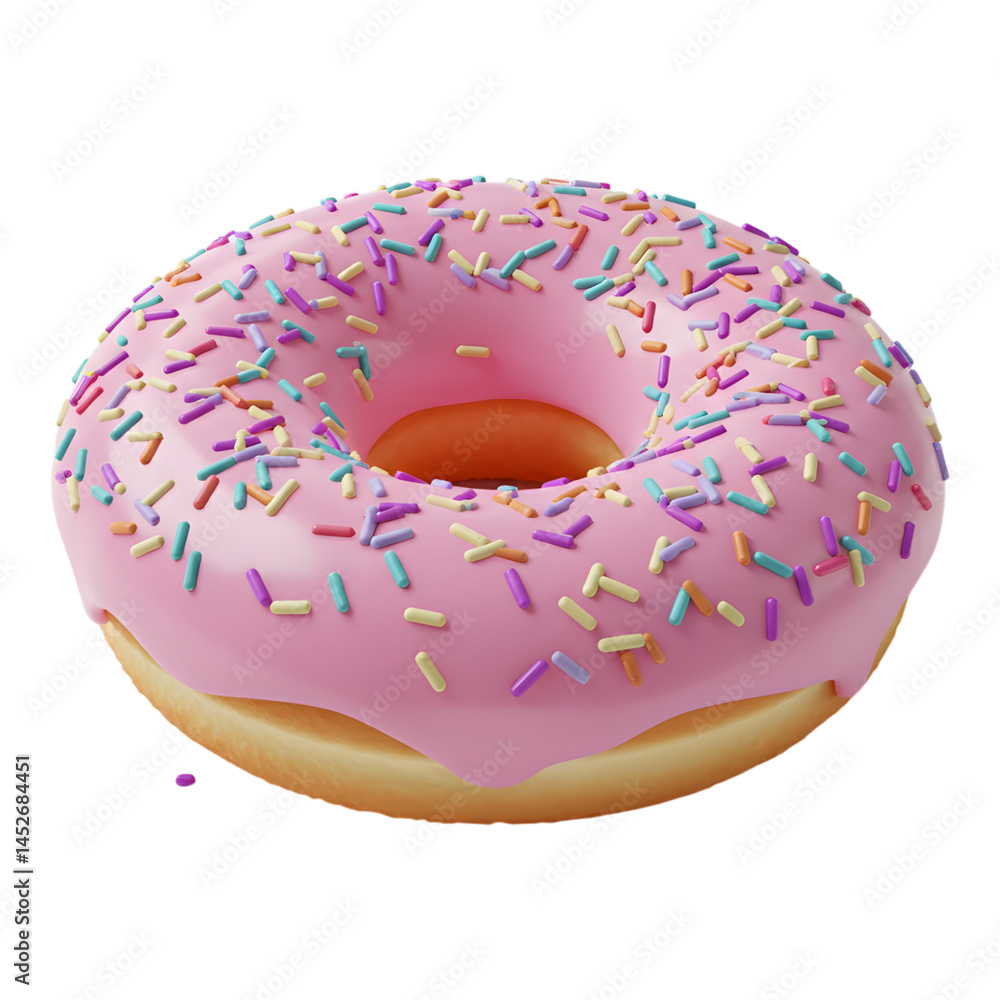 Classic pink donut with vibrant candy sprinkles