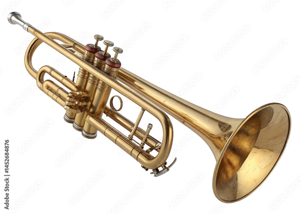 Naklejka premium Trumpet isolated on a transparent background.