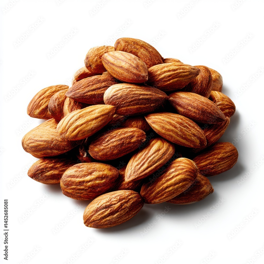 Pile of almonds isolated on white background Pile of almonds isolated on white background
