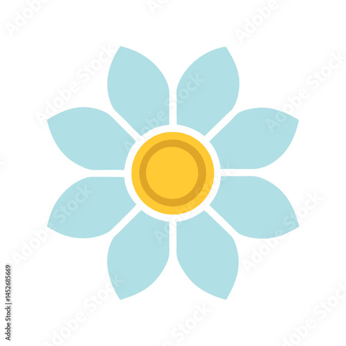 Minimalist colorful flower icon vector illustration, simple floral design with vibrant petals