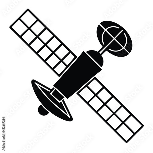 Satellite Communication Icon in Thin Line Design