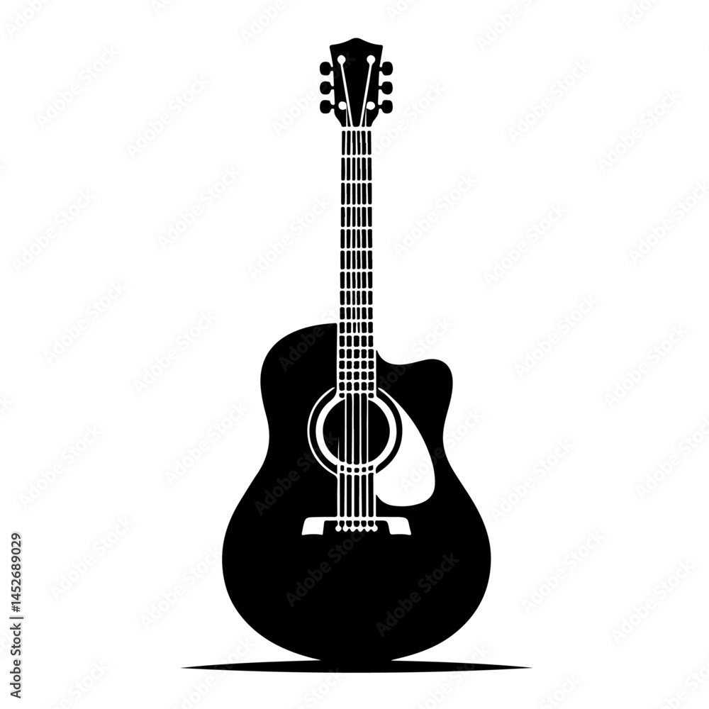 Obraz premium Acoustic Guitar Silhouette for Music and Creativity Design