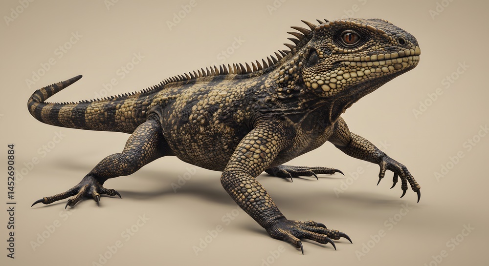 Obraz premium Brown Spiny Lizard on Beige Surface