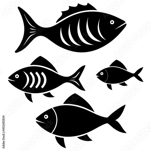 fish vector illustration silhouette set 