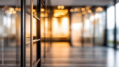 Wallpaper Mural Blurry office interior with glass door modern workspace high-end environment captivating viewpoint Torontodigital.ca