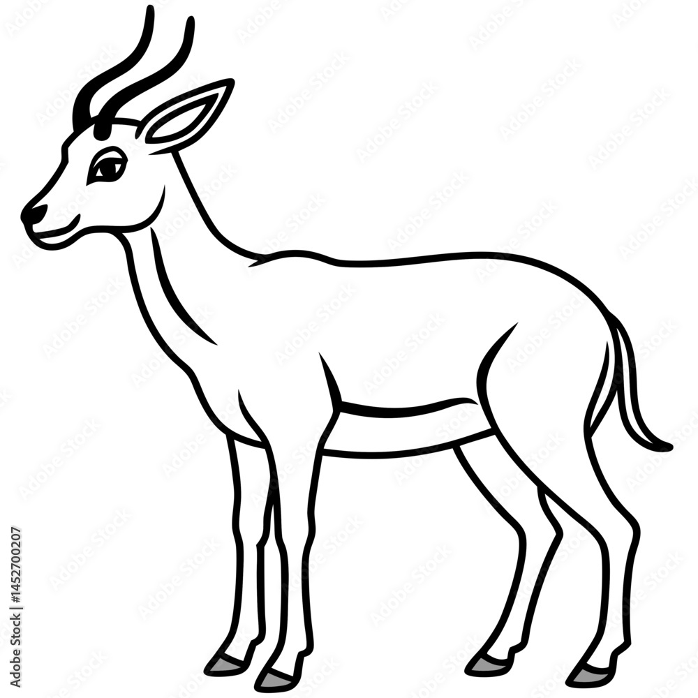 Minimalist Saiga Antelope Line Art Vector Minimalist Saiga Antelope Line Art Vector