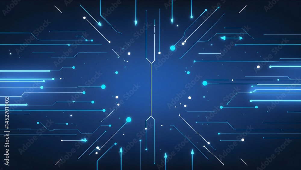 Fototapeta premium Abstract Futuristic Technology Background Circuit Board Design with Glowing Lines and Nodes
