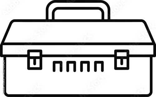Tool Box Icon: A simple and clean line drawing of a toolbox, perfect for illustrating repair, construction, or DIY projects. Its versatile design makes it suitable for various uses in website design.
