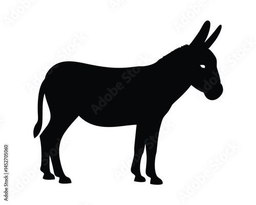 Vector silhouette of a donkey standing isolated on a white background