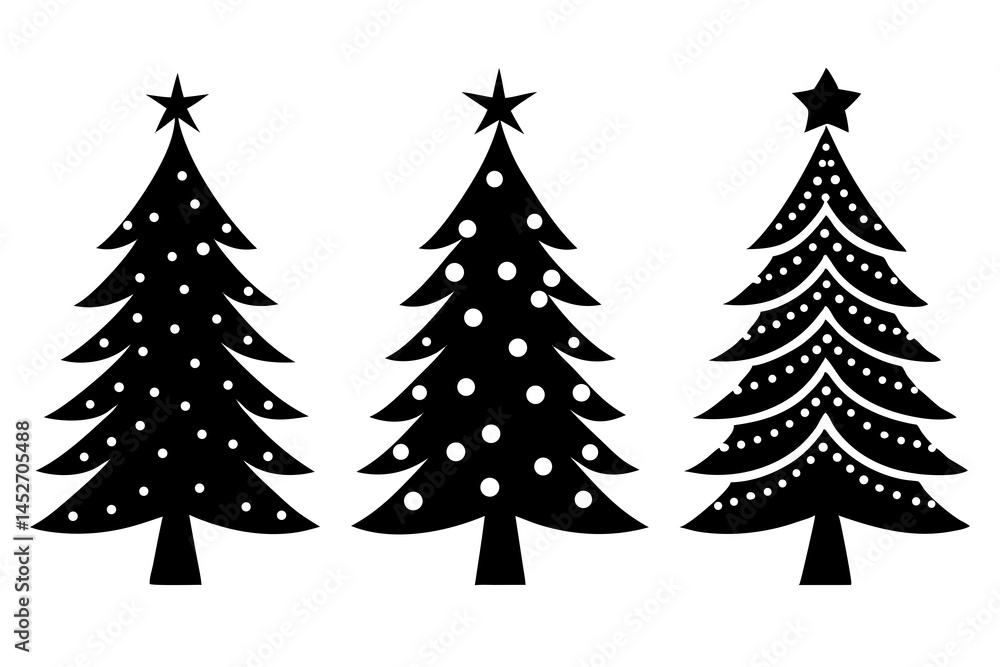 Obraz premium set of Christmas Tree silhouette vector illustration