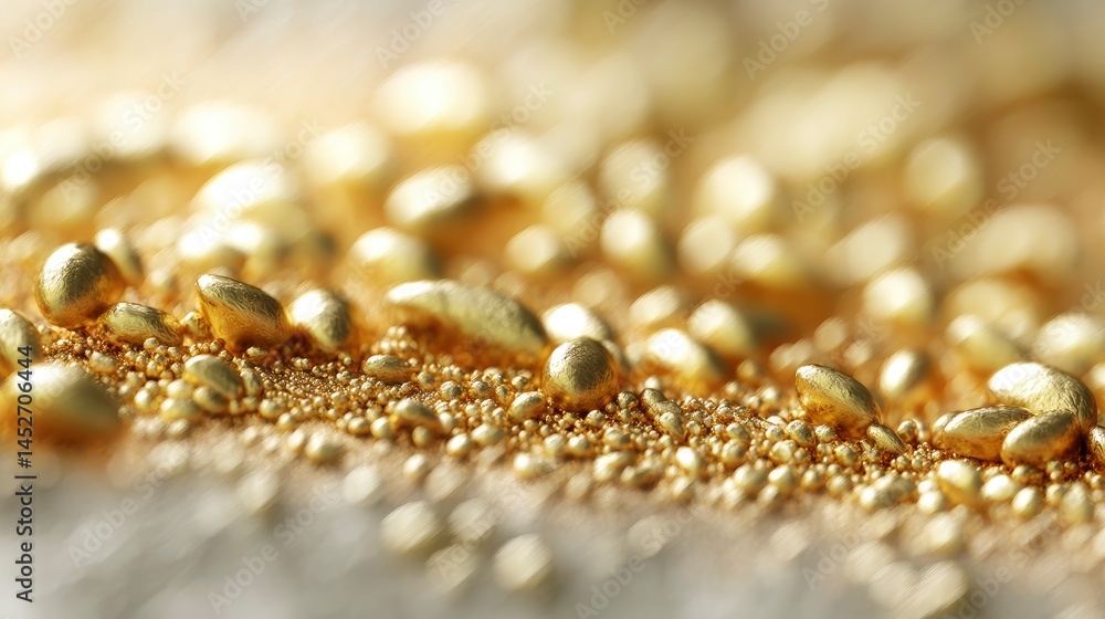 Gold Nugget and Gold Dust Close Up Gold Nugget and Gold Dust Close Up