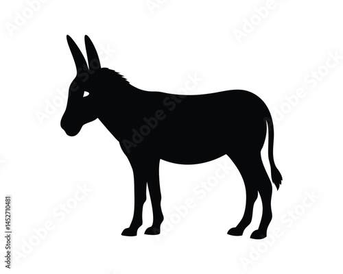 Vector silhouette of a donkey standing isolated on a white background