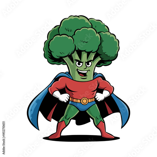 vintage cartoon illustration hero broccoli